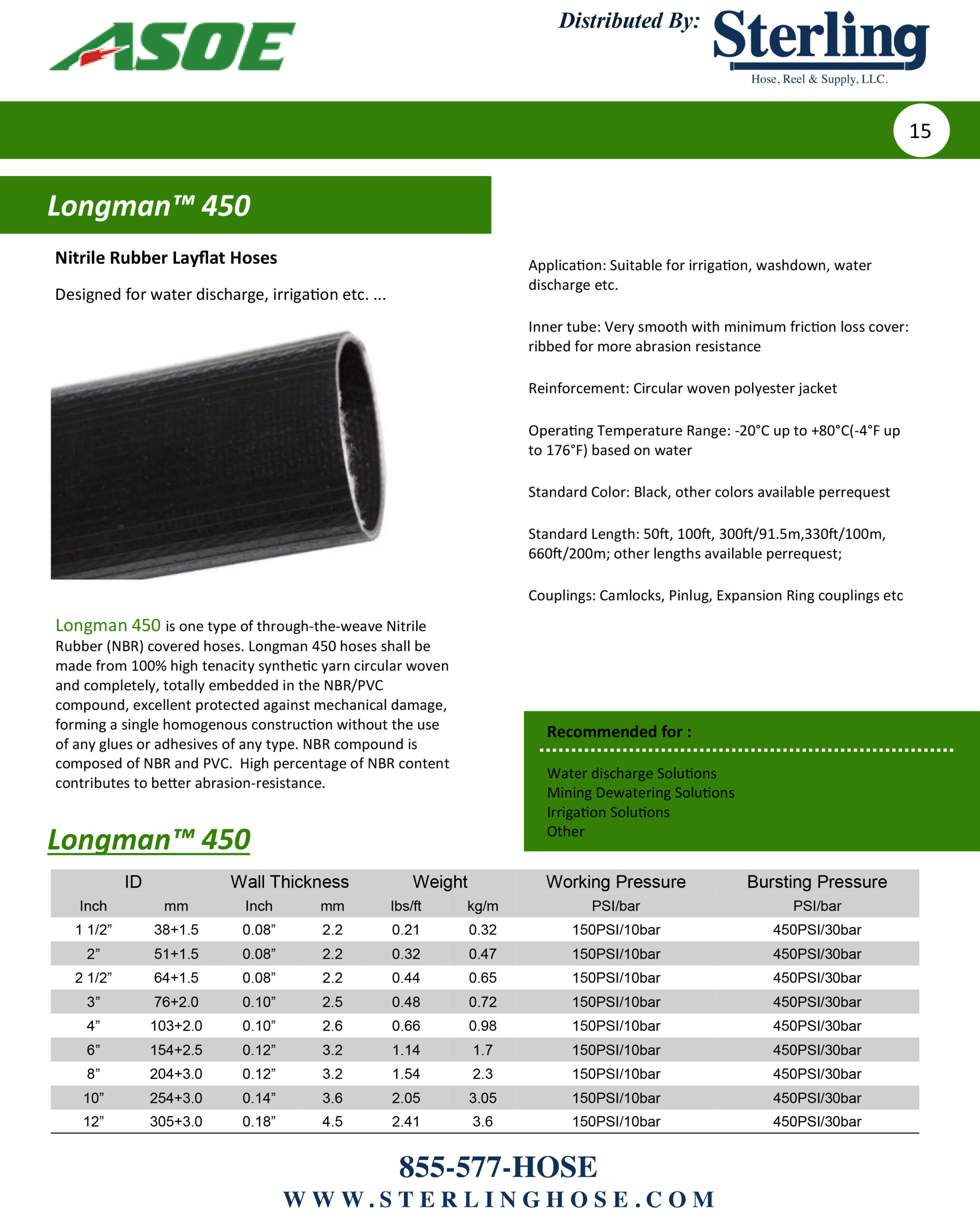 Sterling ASOE Longman 450 Lay Flat Hose